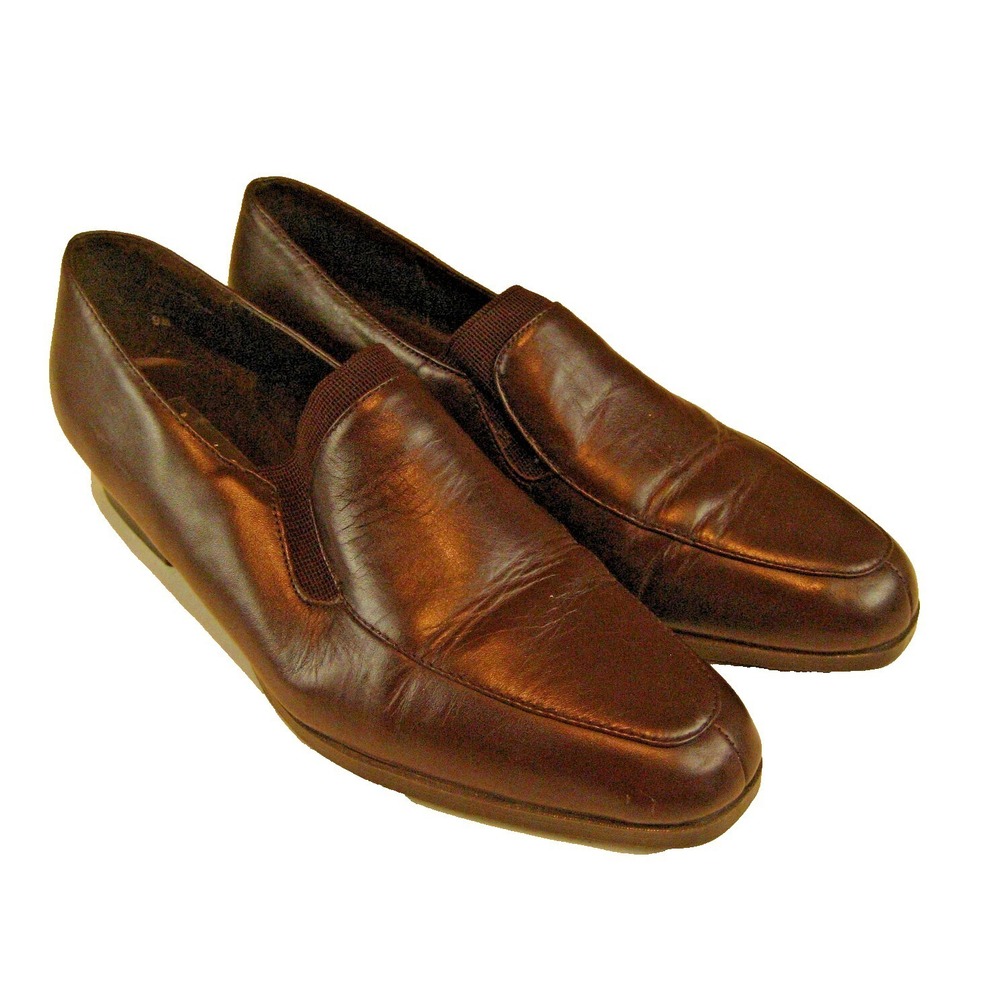 Womens Amanda Scott Brown Leather Loafers Flats Mocassins Shoes "Sozay" sz 9M